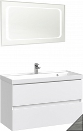 Водолей Мебель для ванной Best 100 подвесная лиственница структурная контрастно-серая – фотография-1